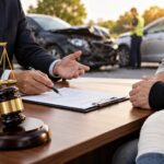 Accident injury claim consultation with an injured person and lawyer